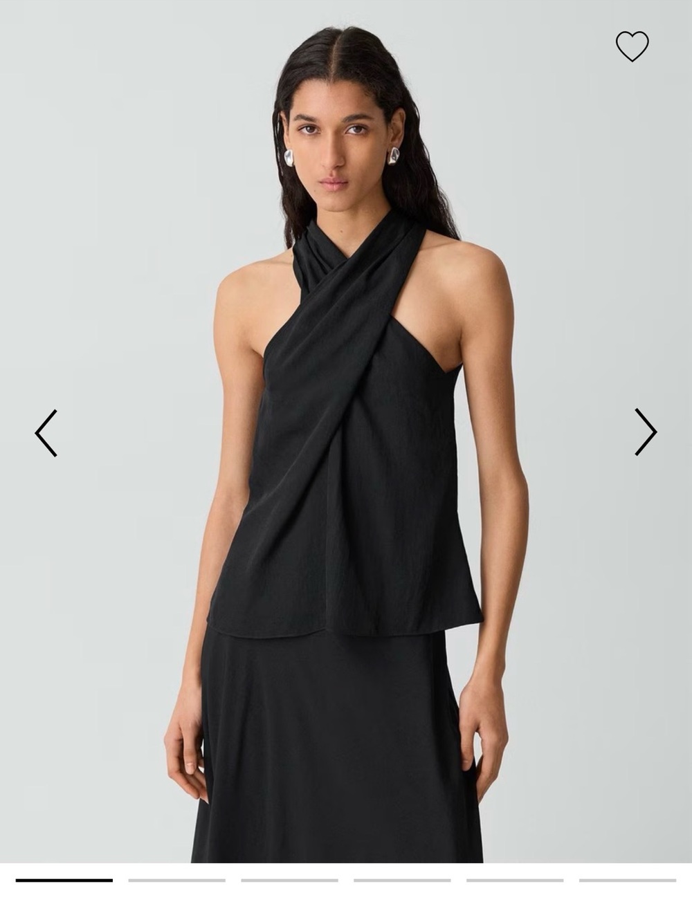 Theory Black Asymmetrical Cross-Over Halter Top